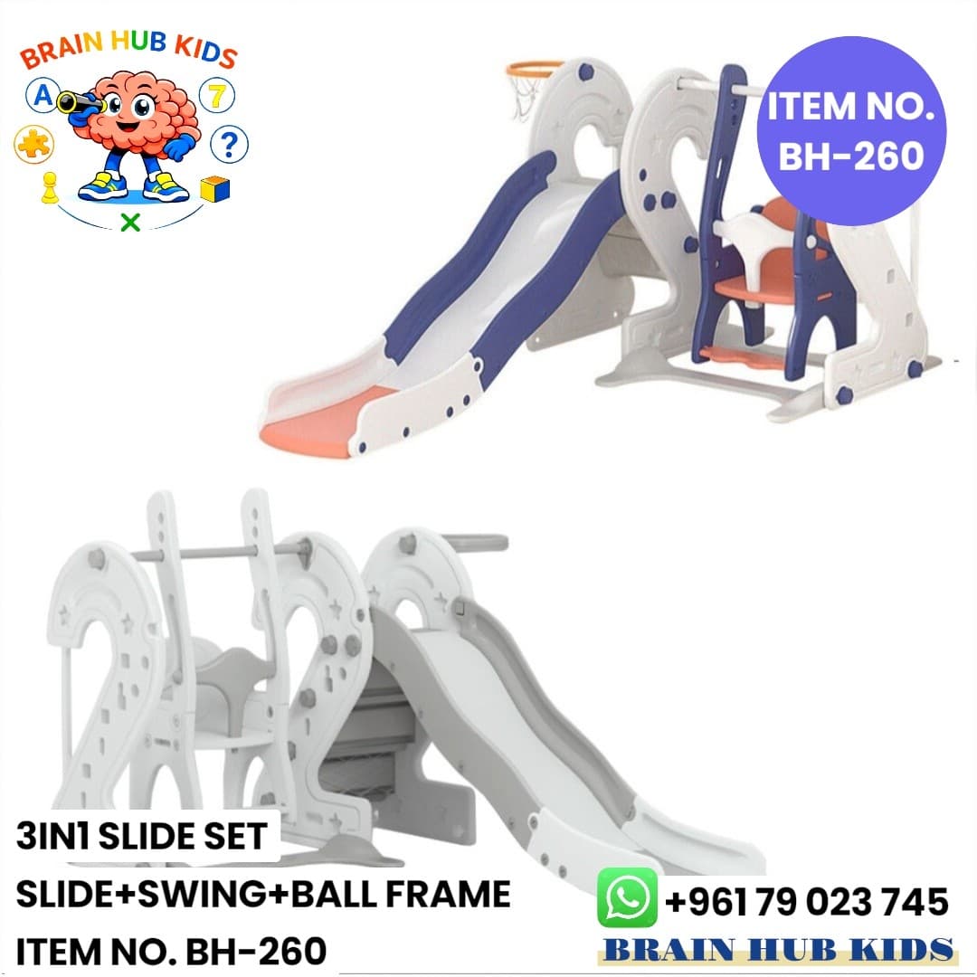 3-in-1 Kids Slide, Swing & Ball Frame Set