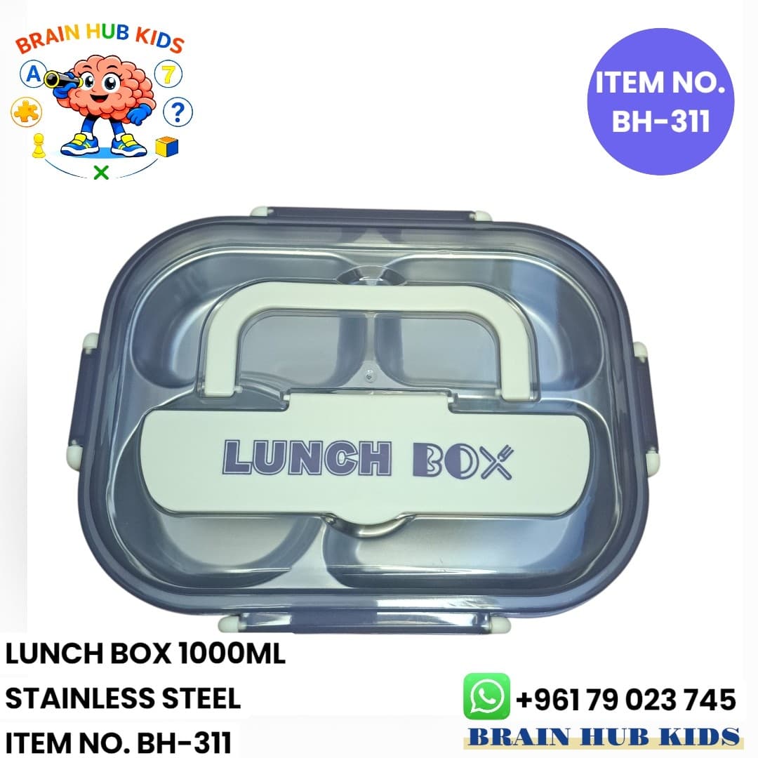 Stainless Steel 4-Compartment Kids Lunch Box 1000ml (With Utensil)
