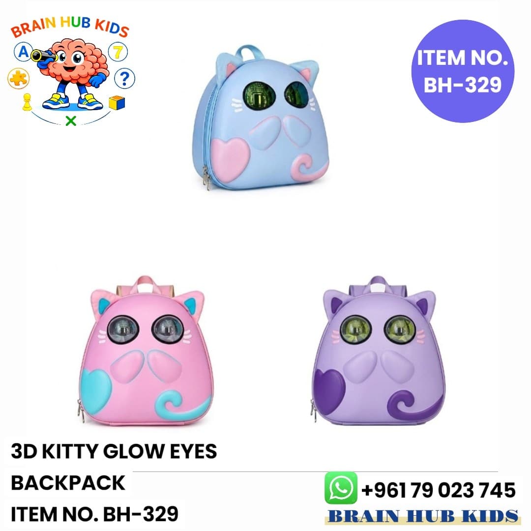 3D Cute Kitty Backpack with Glow Eyes