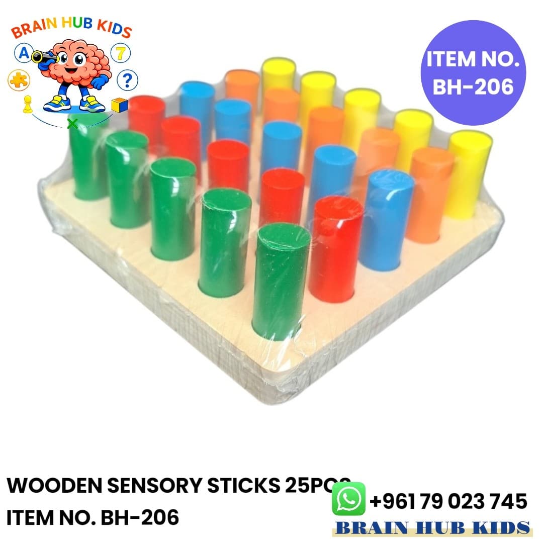 Wooden Color Sorting Sensory Sticks (25 Pcs)
