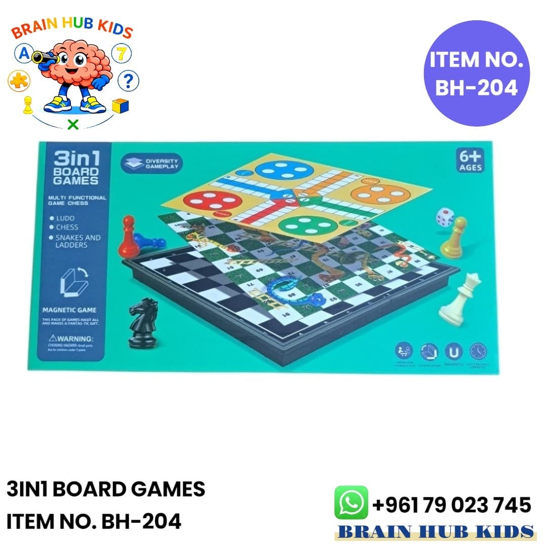 3-in-1 Magnetic Chess, Ludo, Snakes & Ladders