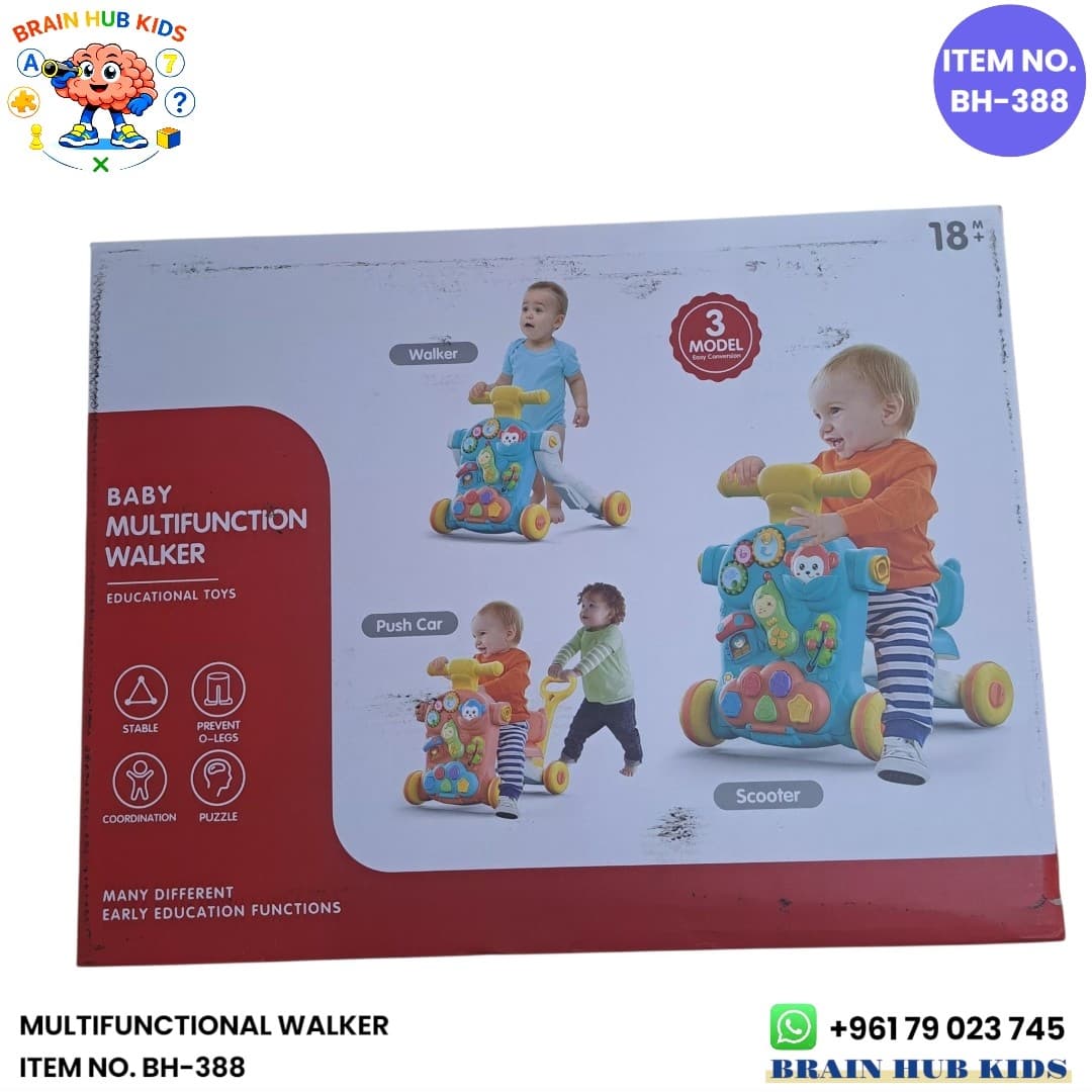 Baby 3-in-1 Multifunction Convertible Walker, Push Car & Scooter
