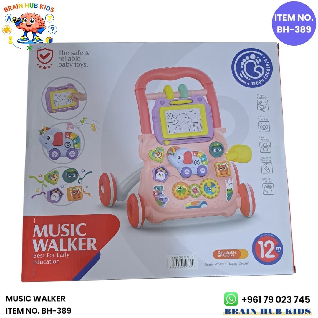 Music Walker Sit-to-Stand Baby Walker with Magnetic Drawing Board