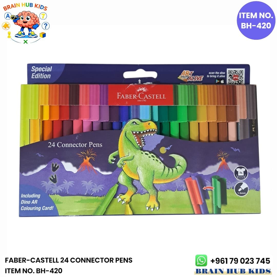 Faber-Castell Connector Pens 24 Colors Set (Special Edition Dinosaur with Dino AR Card)