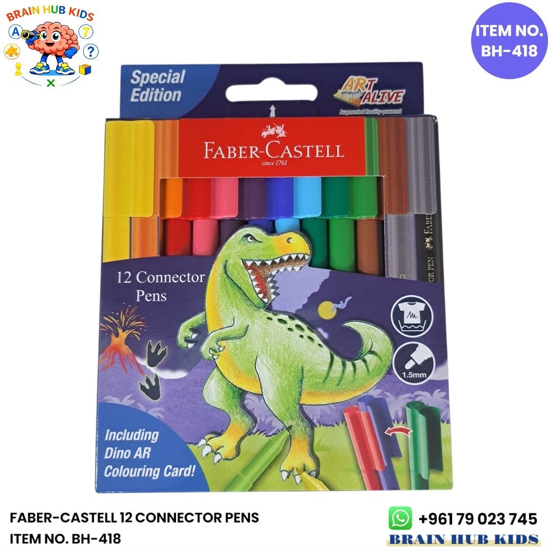 Faber-Castell Connector Pens 12 Colors Set (Special Edition Dinosaur with Dino AR Card)