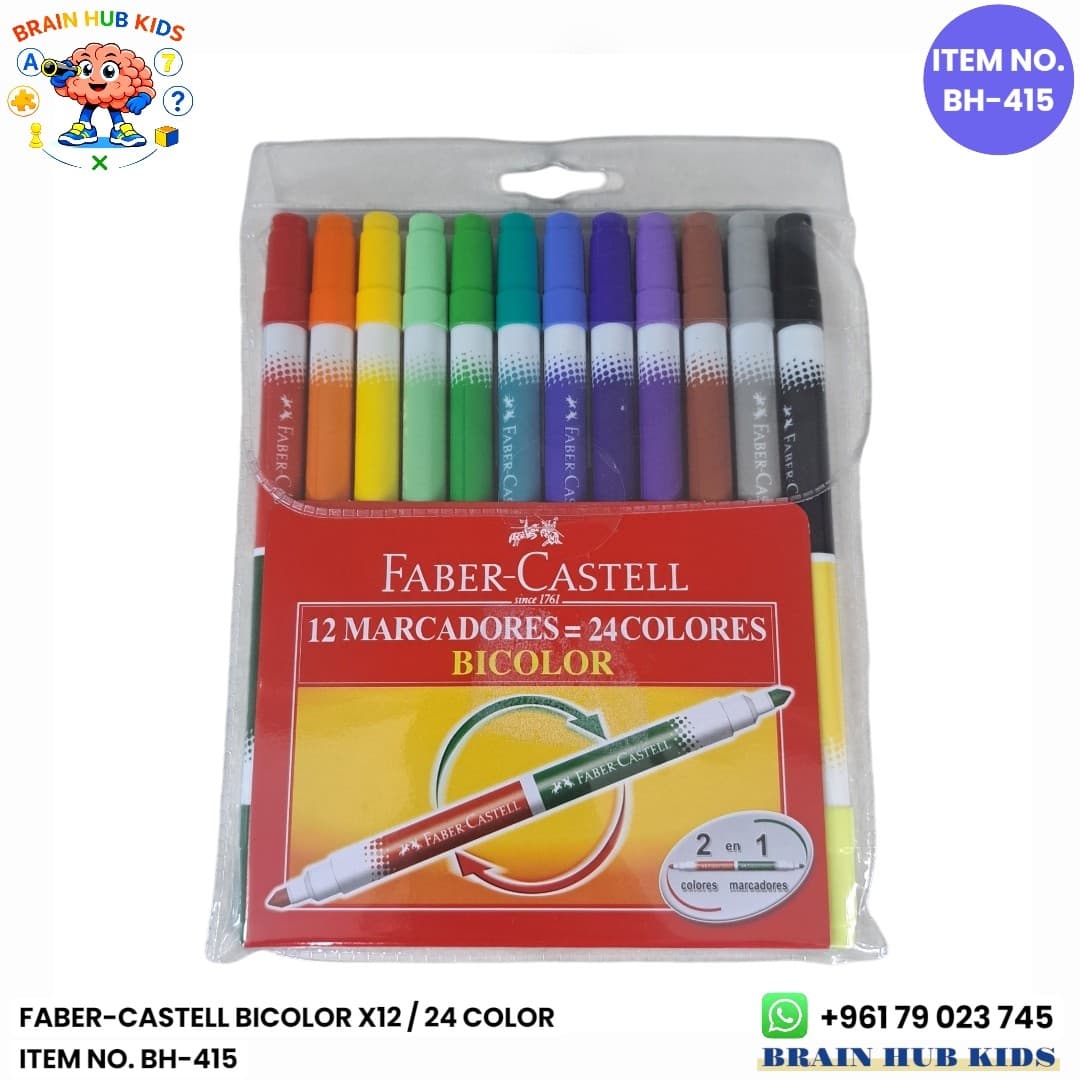 Faber-Castell Bicolor Felt Tip Markers Pack of 12 Pens (24 Colors)