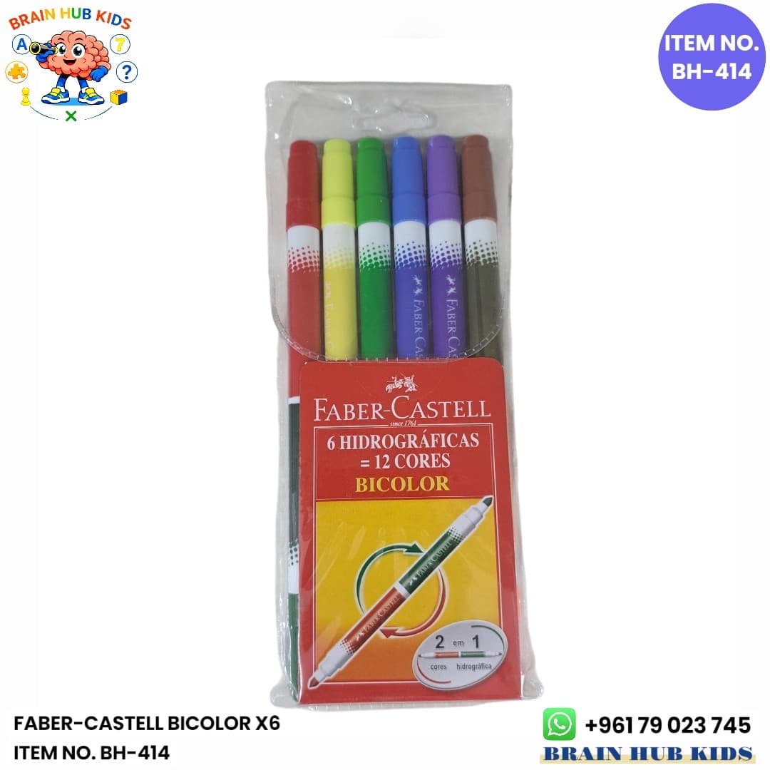 Faber-Castell Bicolor Felt Tip Markers Pack of 6 Pens (12 Colors)