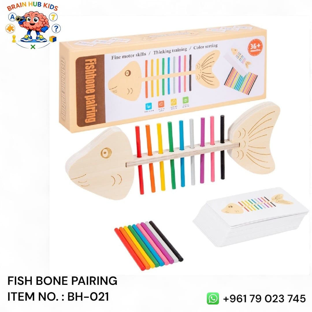 Montessori Wooden Fishbone Pairing Color Sorting Game