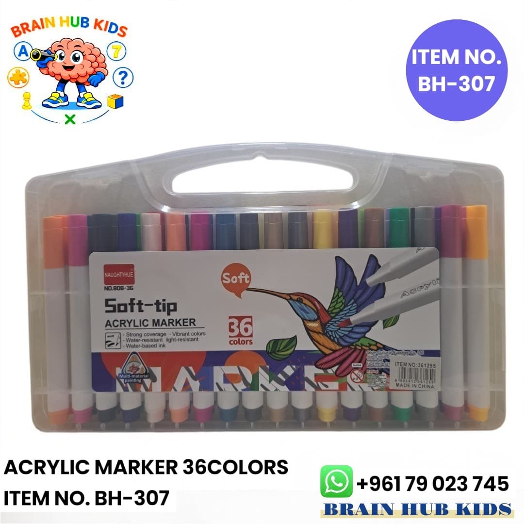 36-Color Soft-Tip Acrylic Markers Set in Storage Case