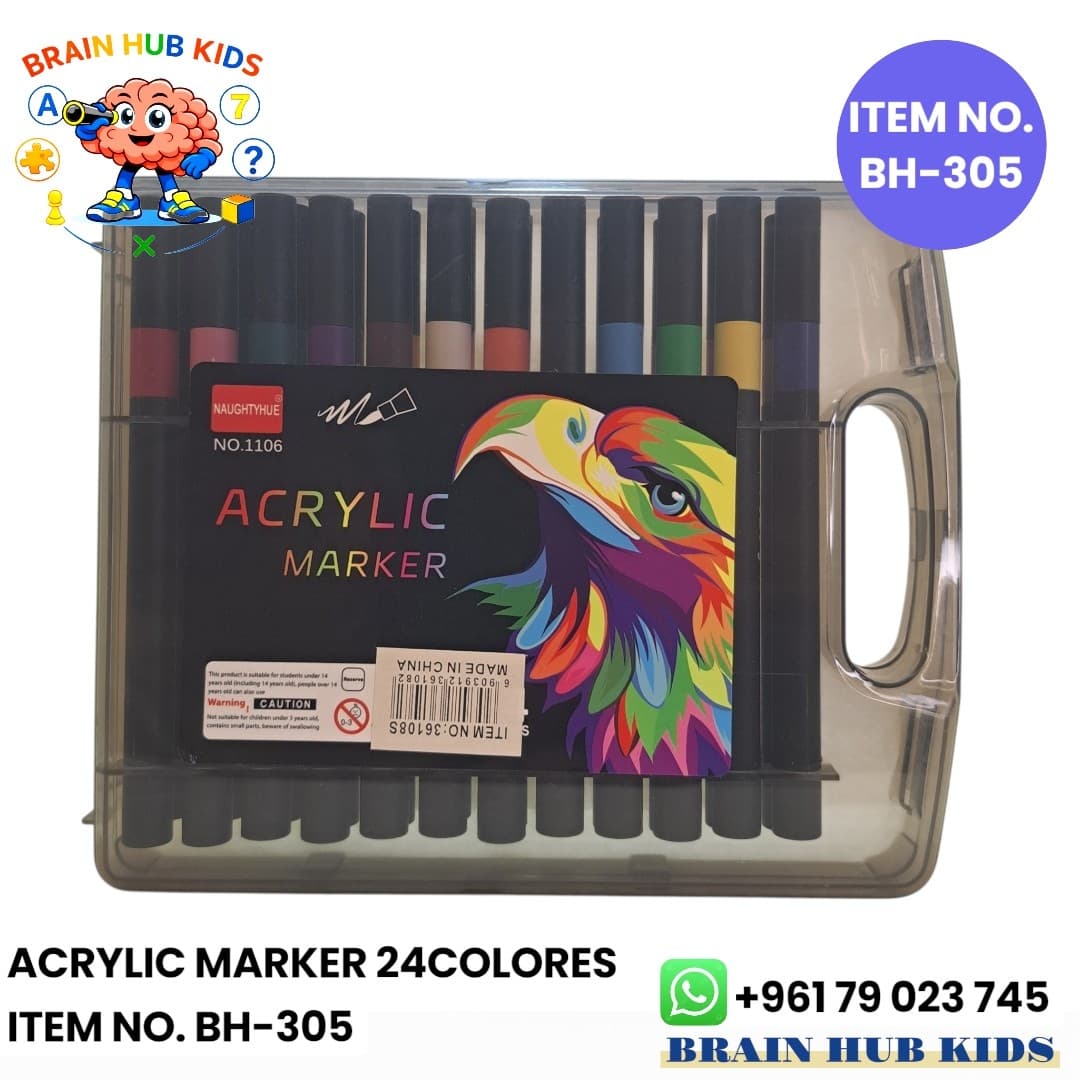 24-Color Dual-Tip Premium Acrylic Markers Set in Hard Storage Case