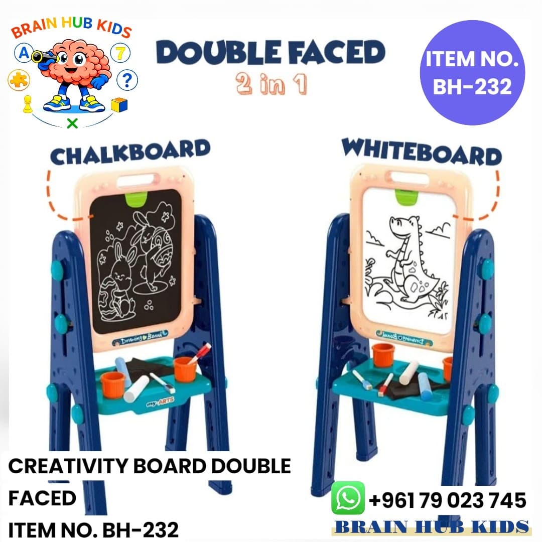 2-in-1 Double-Sided Creativity Drawing Board & Art Easel Set with Storage Tray