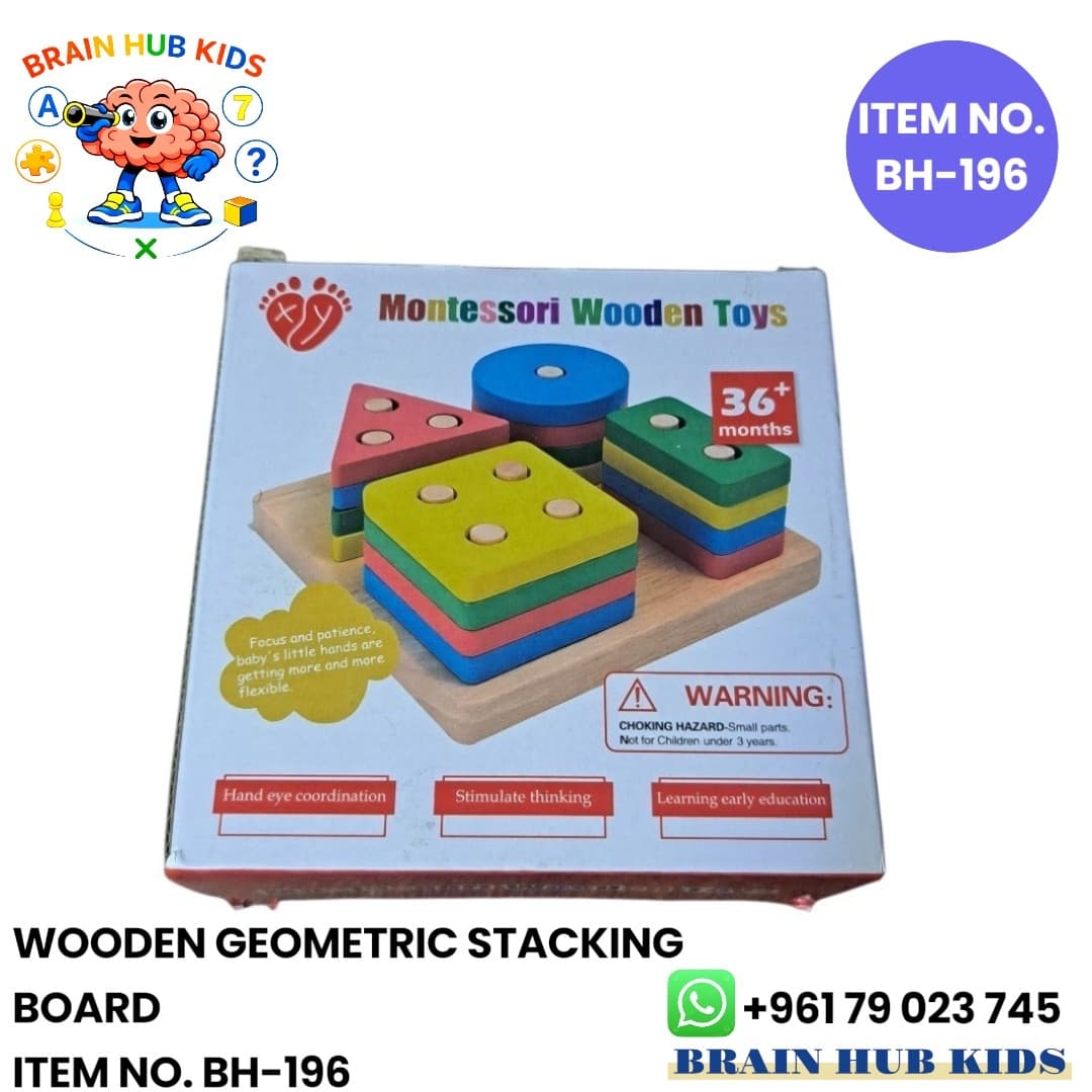 Montessori Wooden Geometric Shape Sorting & Stacking Board Toy