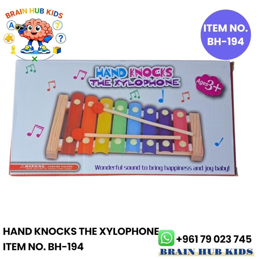 Classic 8-Note Wooden Rainbow Xylophone Musical Toy with 2 Mallets