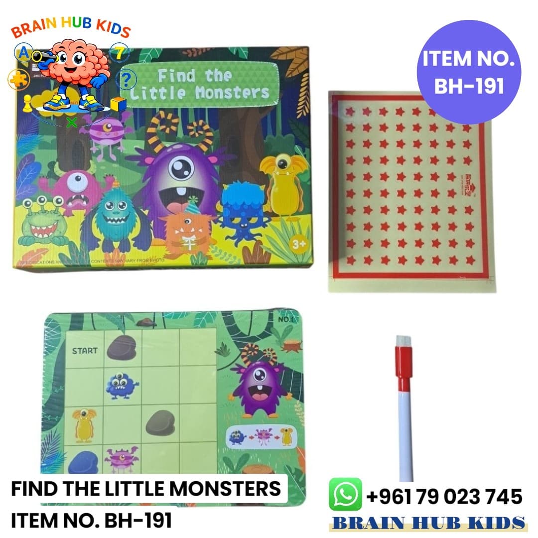 Find the Little Monsters Logical Reasoning Grid Game Set with Dry-Erase Cards & Marker