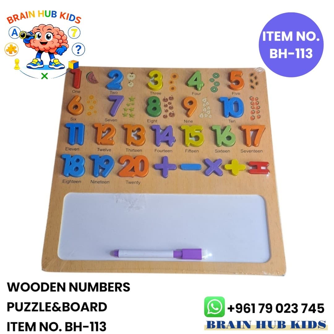 Wooden Numbers 1–20 Math Puzzle & Whiteboard Set