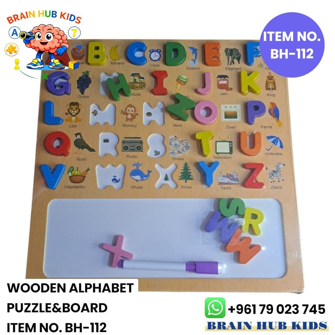 Wooden Alphabet A–Z Matching Puzzle & Whiteboard Set