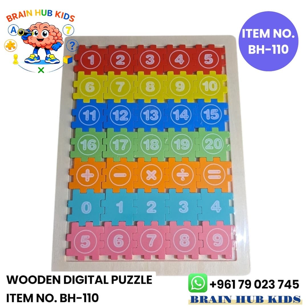 Interlocking Wooden Digital & Math Calculation Puzzle Board