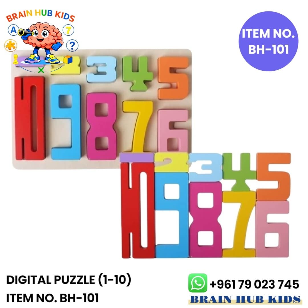 Wooden Proportionate Digital Number Puzzle Board (1–10)