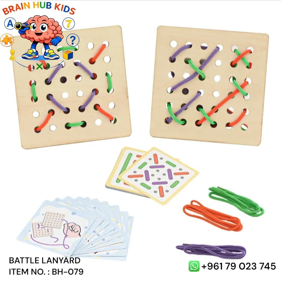 Wooden Battle Lanyard Fine Motor Threading & Pattern Game