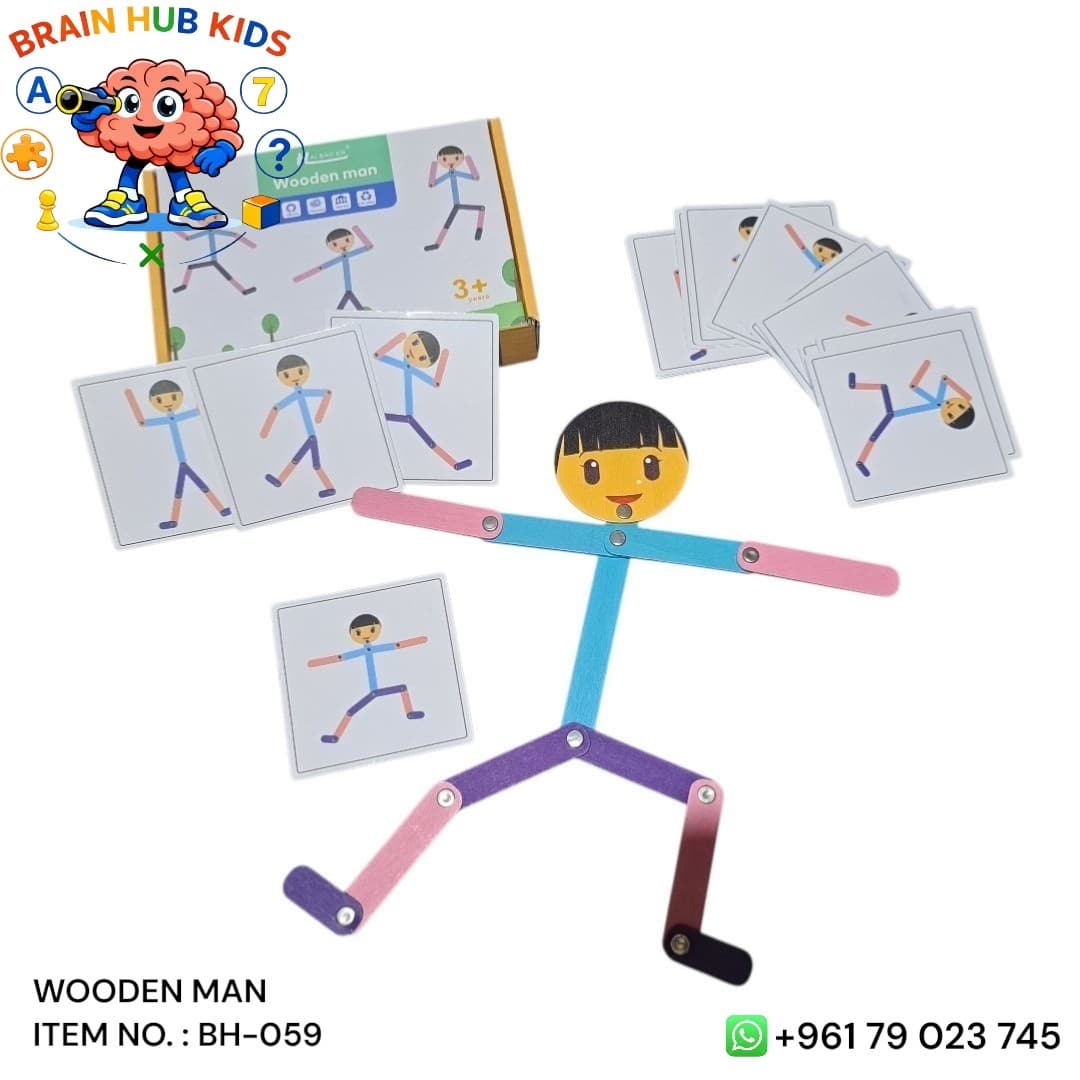 Wooden Man Articulated Joint Action & Pose Matching Game