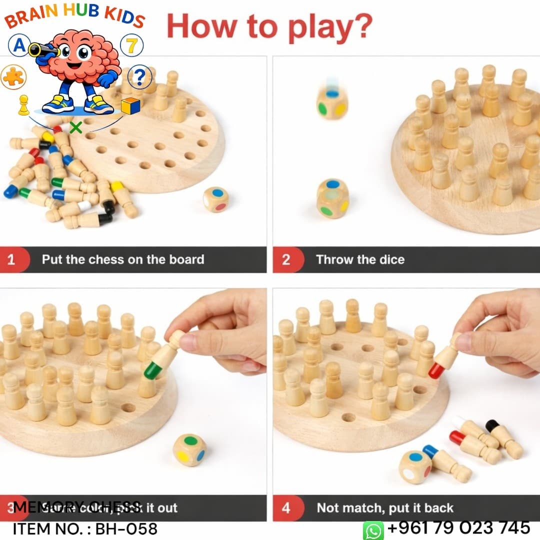 Wooden Memory Color Chess Strategy Game Set