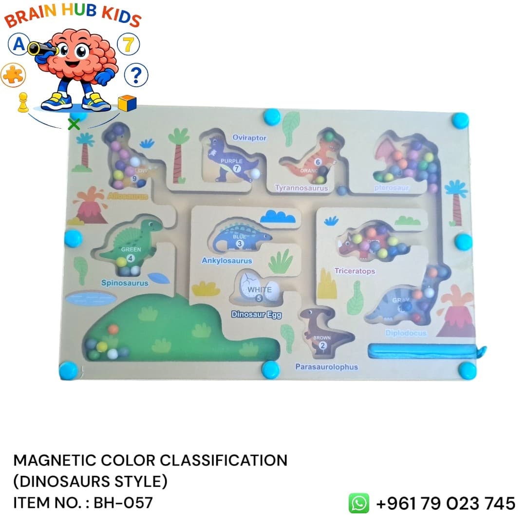 Magnetic Dinosaur Color Classification & Number Sorting Maze Board