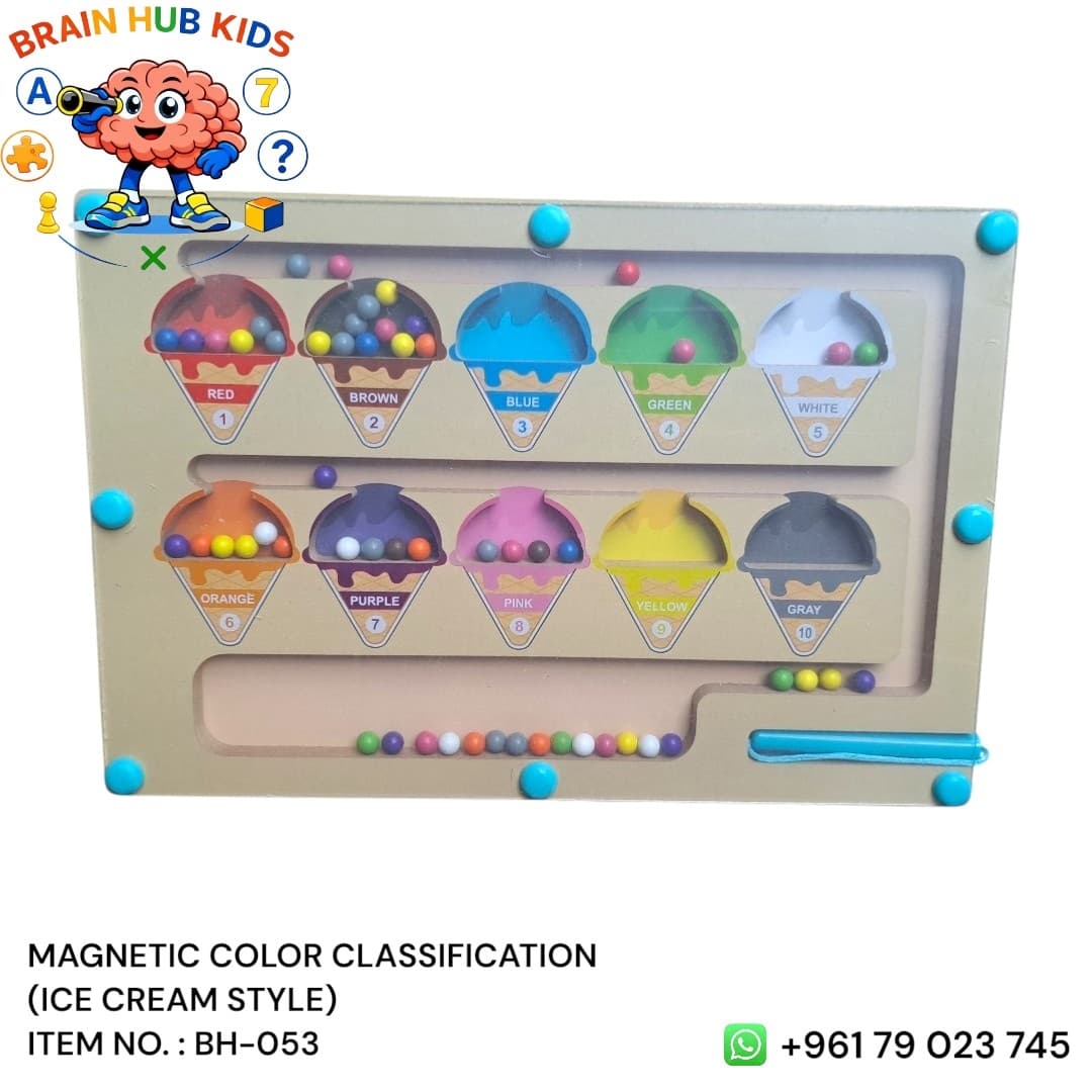 Magnetic Ice Cream Color Classification & Number Sorting Maze Board