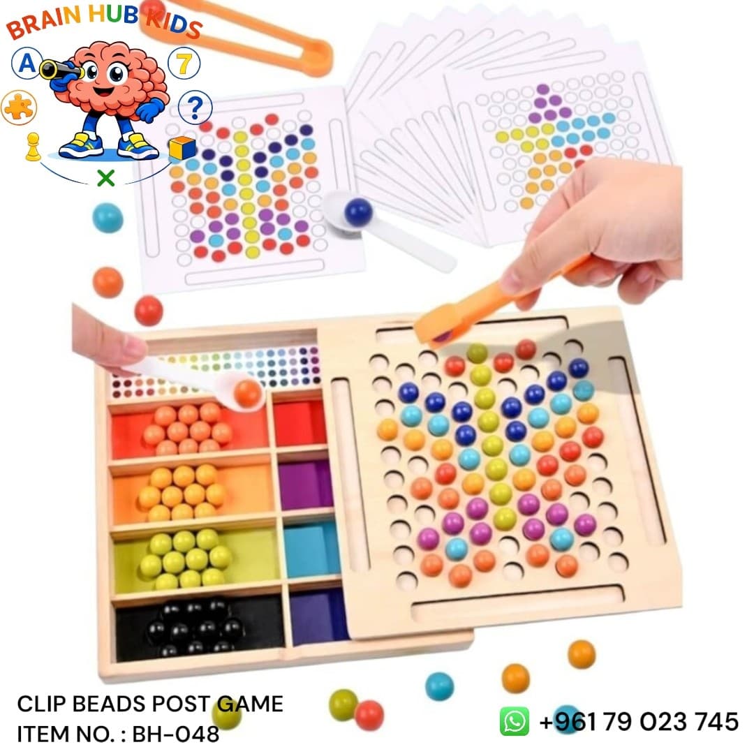 Wooden Clip Beads Post Fine Motor & Pattern Matching Game