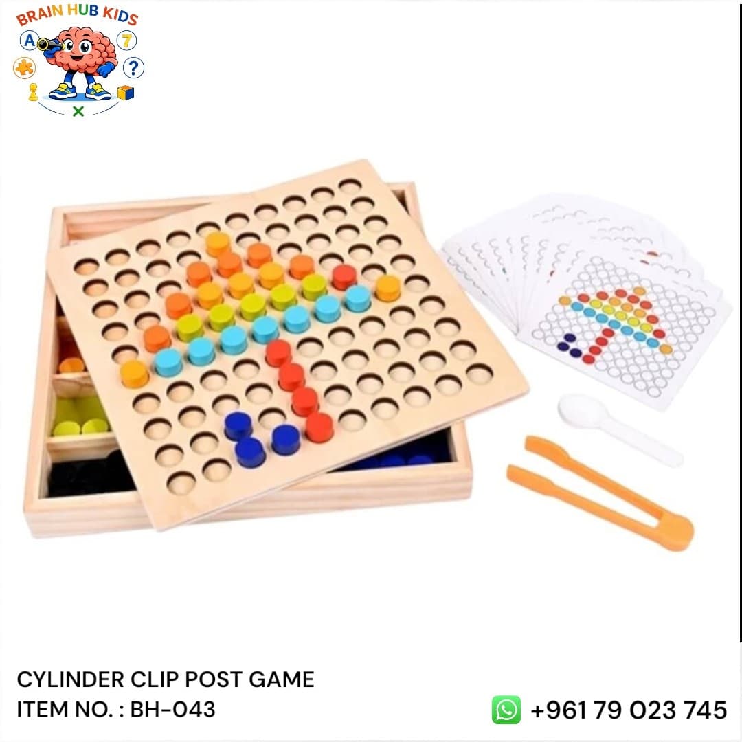 Wooden Cylinder Clip Post Fine Motor & Pattern Matching Game