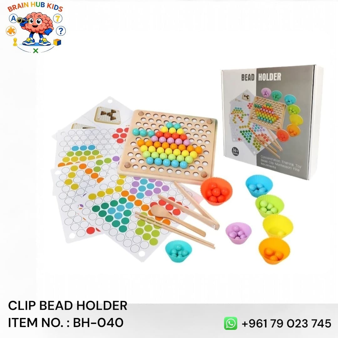 Wooden Clip Bead Holder Concentration Training & Color Sorting Game Set