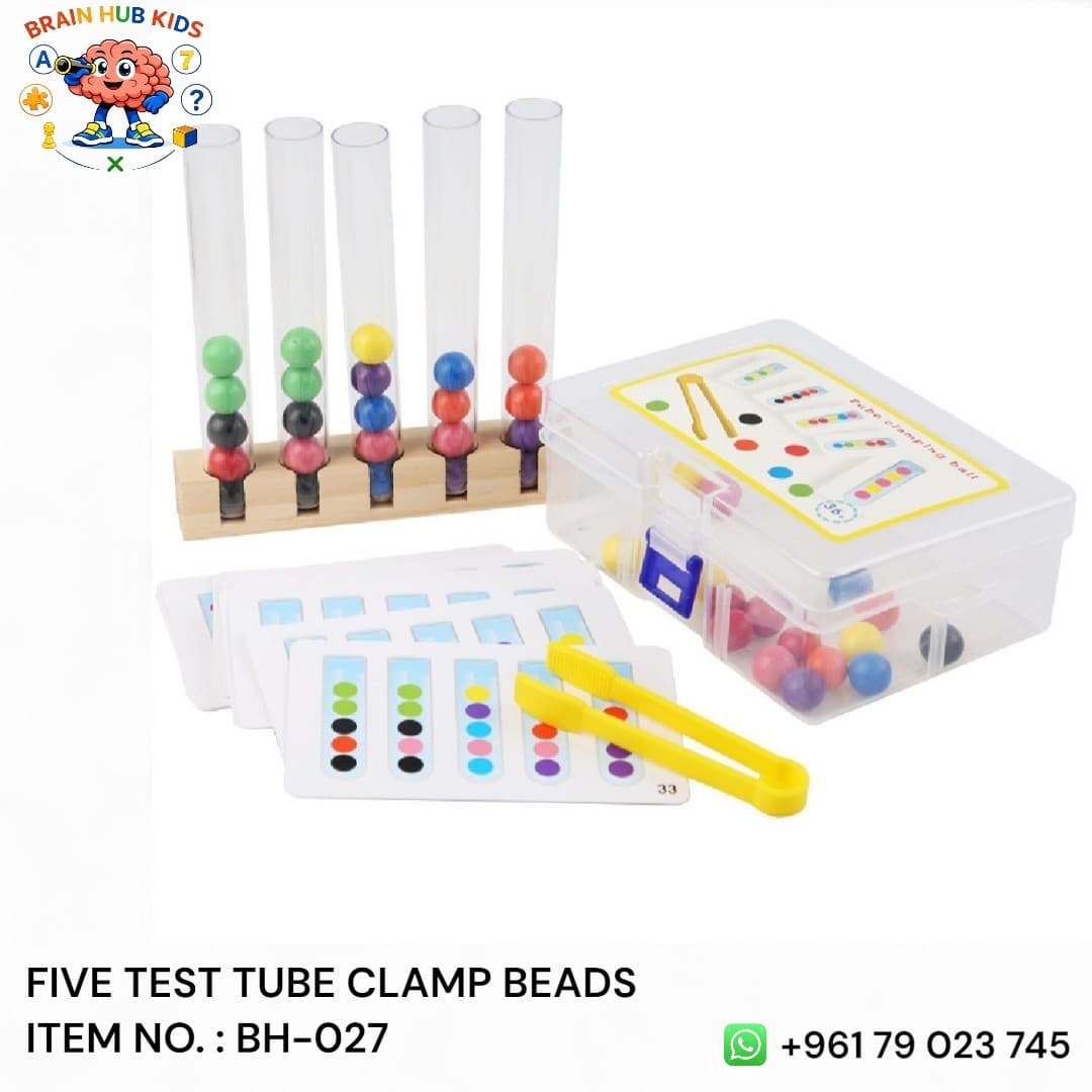 Five Test Tube Clamp Beads Fine Motor & Color Sorting Game Set