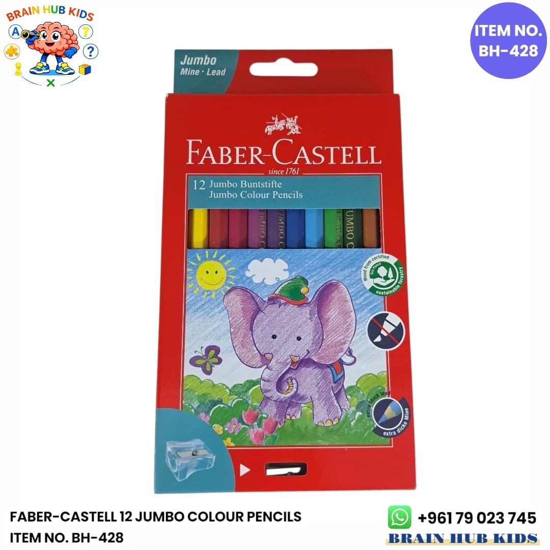 Faber-Castell 12 Jumbo Colour Pencils Set (Includes Sharpener)