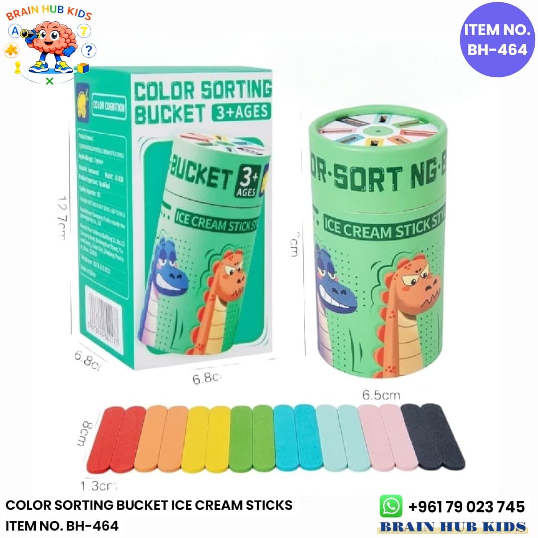 Wooden Color Sorting Bucket – Ice Cream Sticks Montessori Set