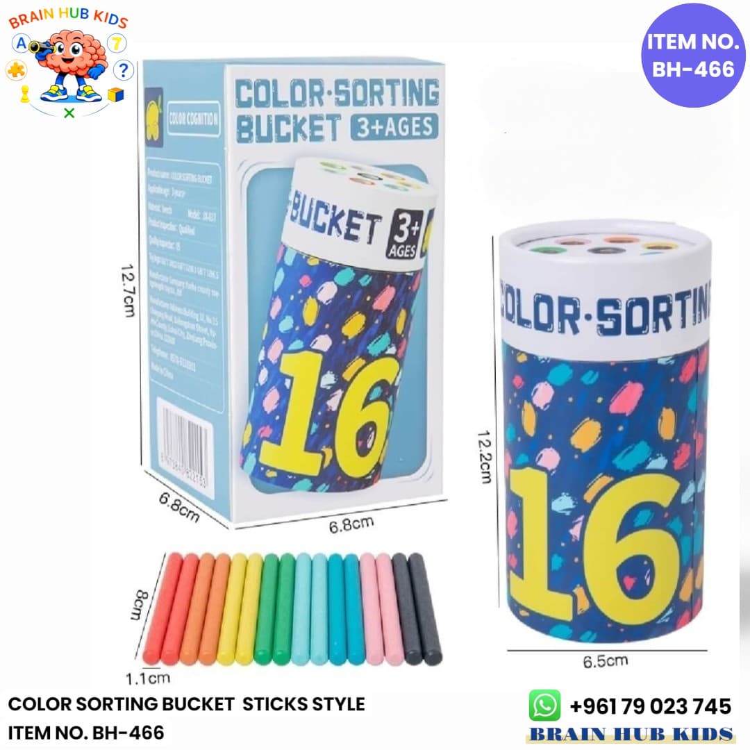 Wooden Color Sorting Bucket – Sticks Style Montessori Set