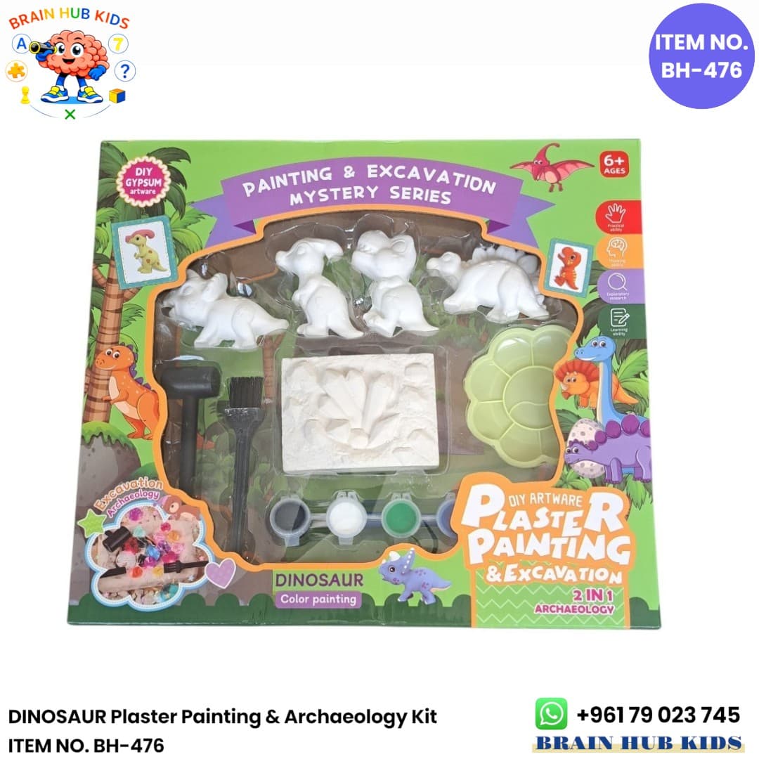 DIY Dinosaur Plaster Painting & Archaeology Excavation Kit (2-in-1 Set)