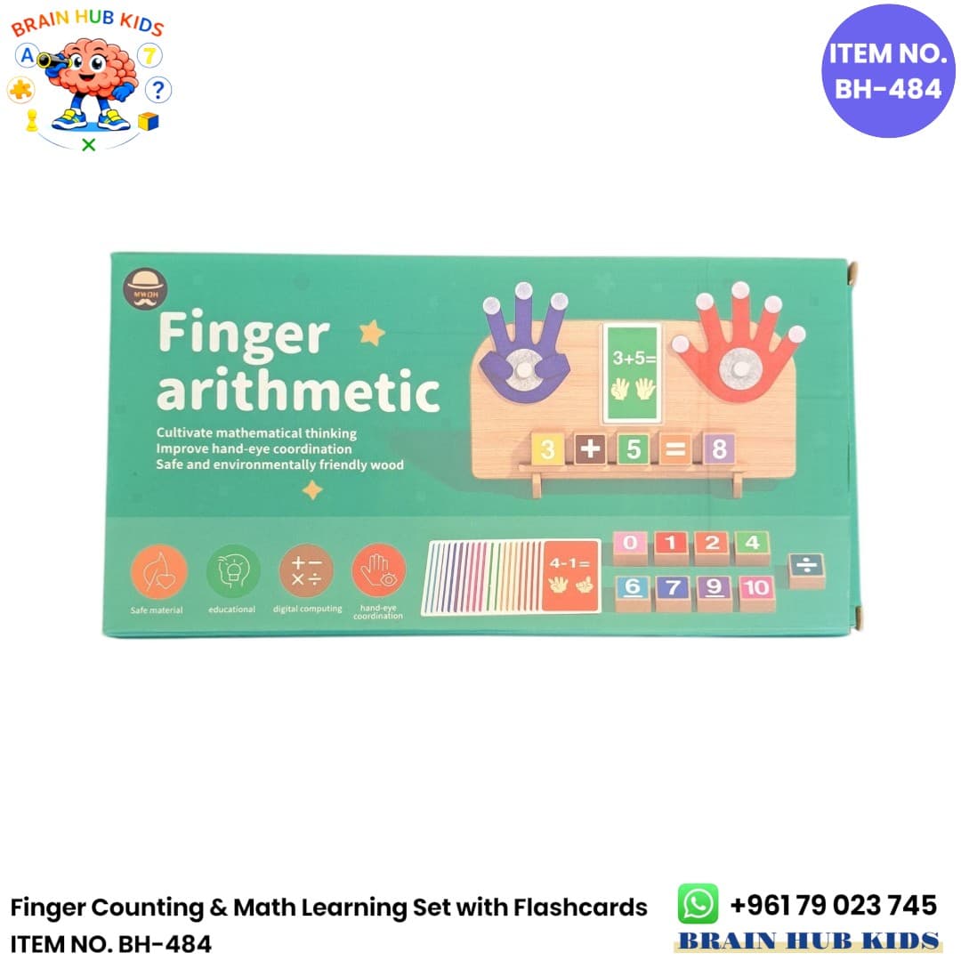 Wooden Finger Counting & Math Learning Board Set with Flashcards