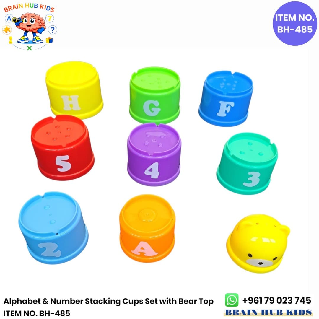 Alphabet & Number Stacking Cups Set with Bear Top