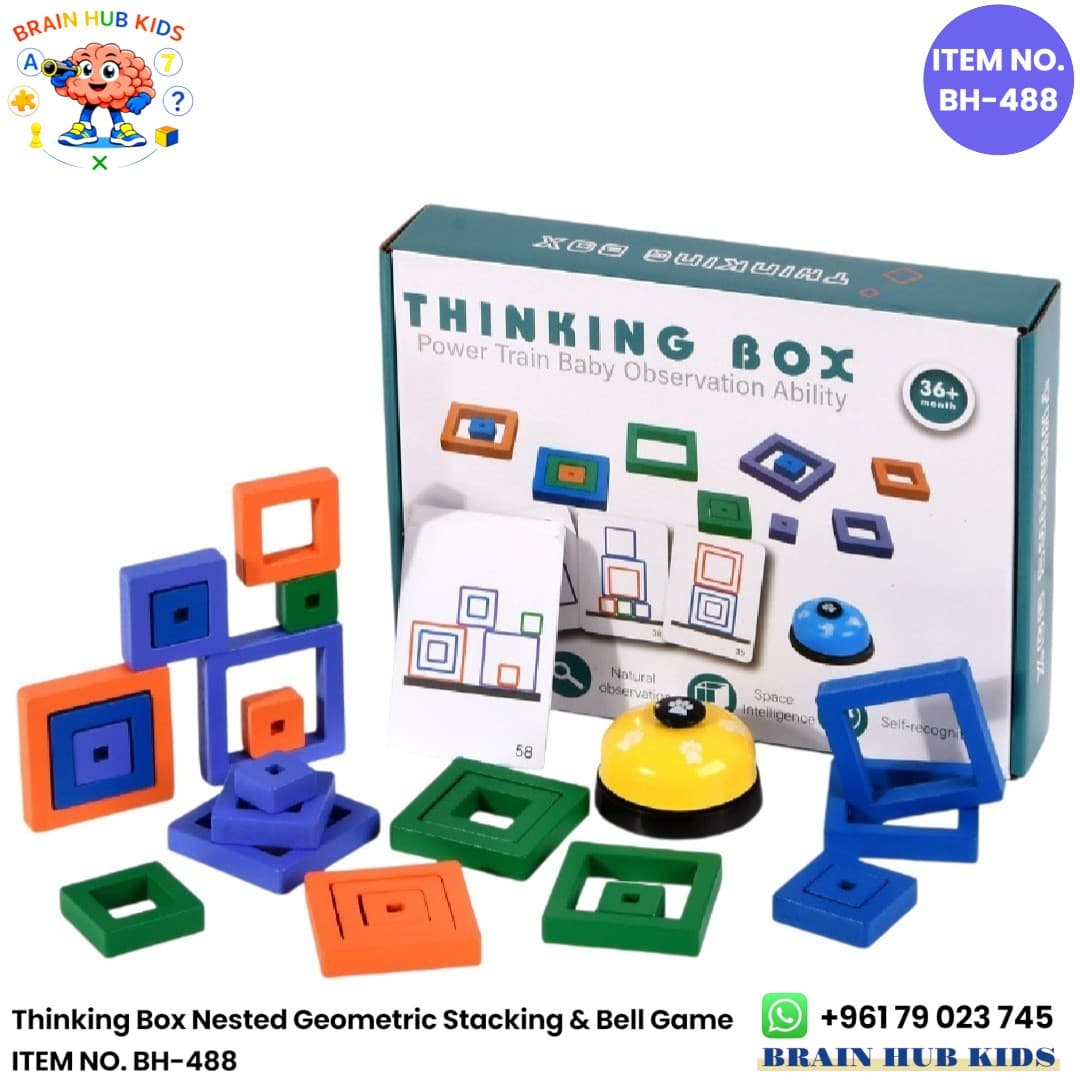 Thinking Box Wooden Nested Geometric Stacking & Bell Game