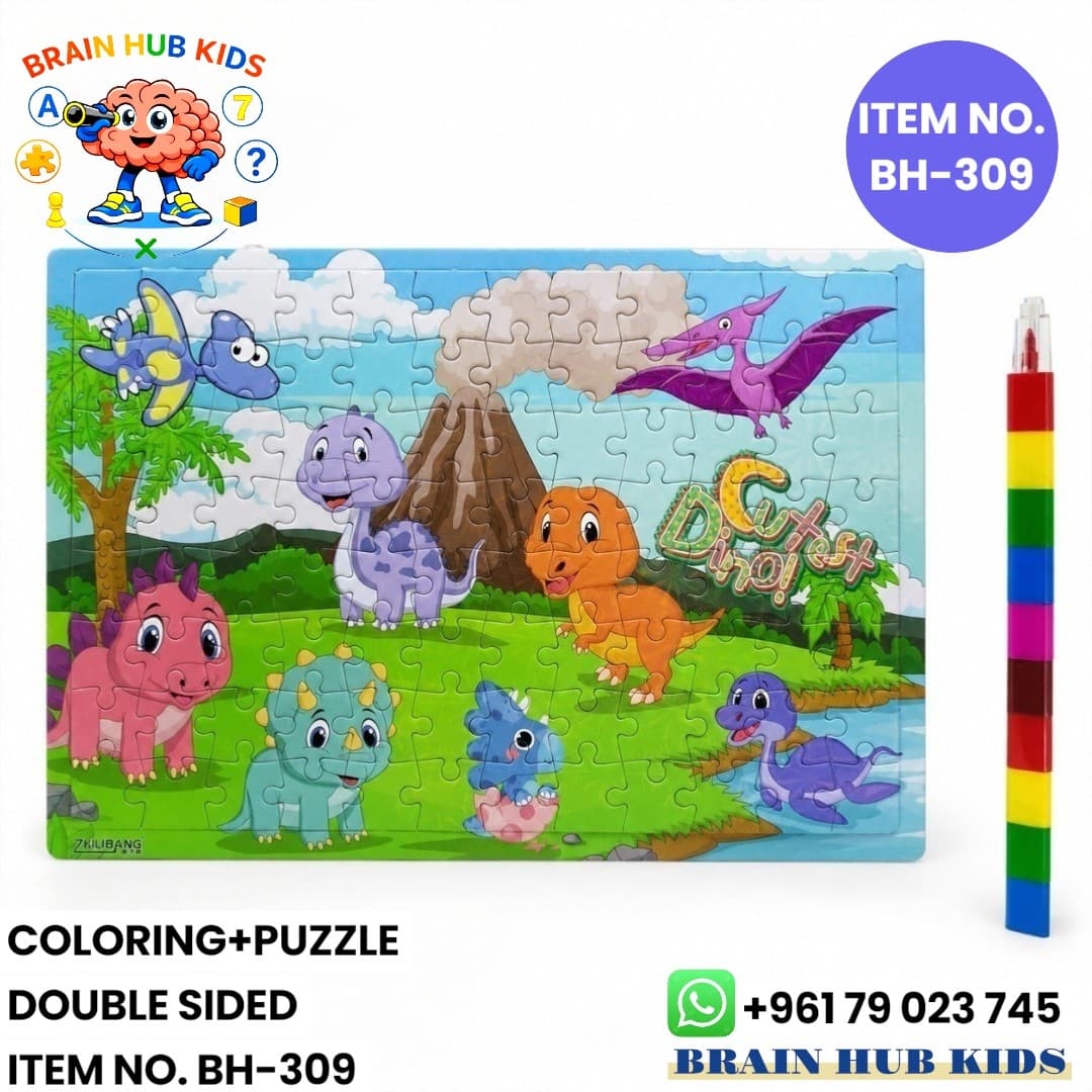 Double-Sided Coloring & Jigsaw Puzzle Set with Crayon Pen