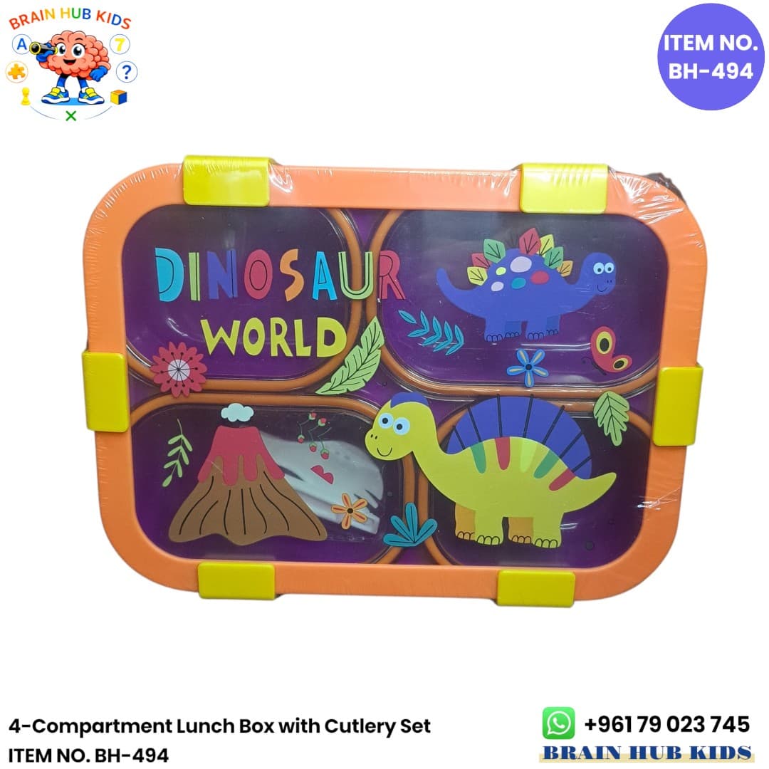 4-Compartment Lunch Box with Cutlery Set