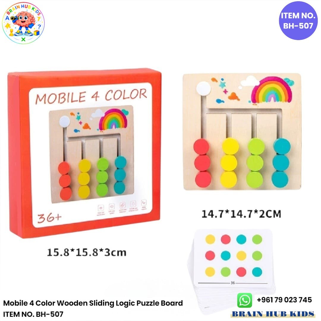 Mobile 4 Color Wooden Sliding Logic Puzzle Board
